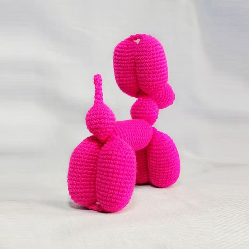 Balloon dog toy Stuffed animal toy Crochet barbie pink dog Hot pink