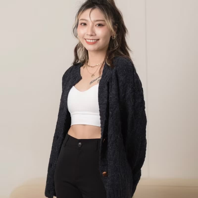玫瑰金釦羊毛針織外套 四色