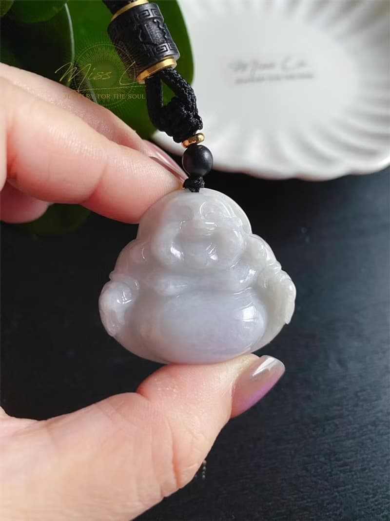 天然緬甸玉 翡翠 細糯種翡翠佛公 彌勒佛 項鍊 禮物 長輩