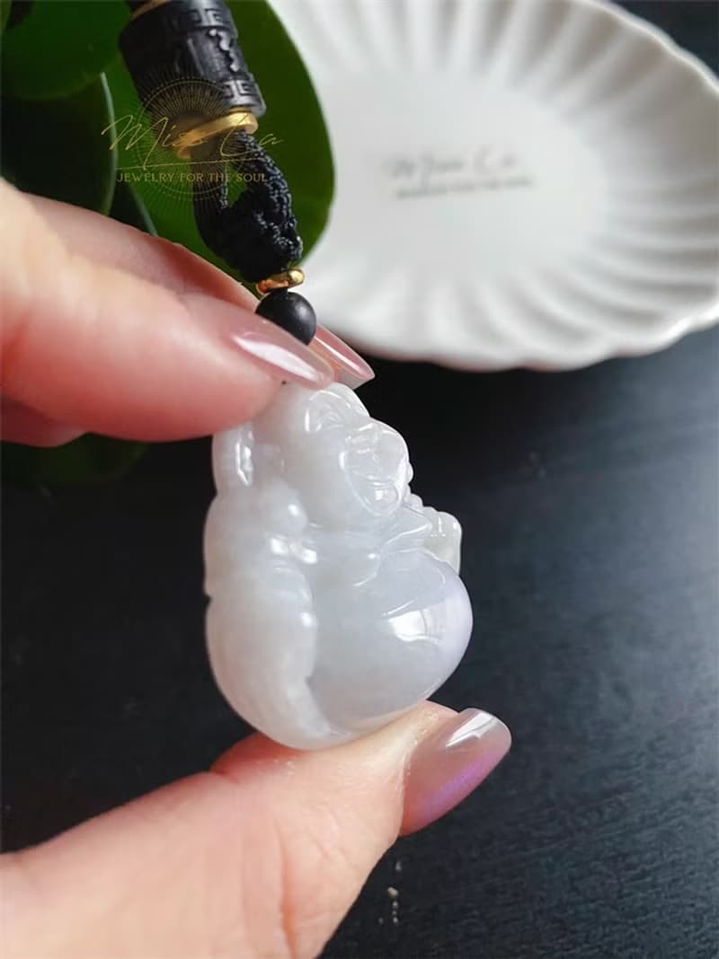 天然緬甸玉 翡翠 細糯種翡翠佛公 彌勒佛 項鍊 禮物 長輩