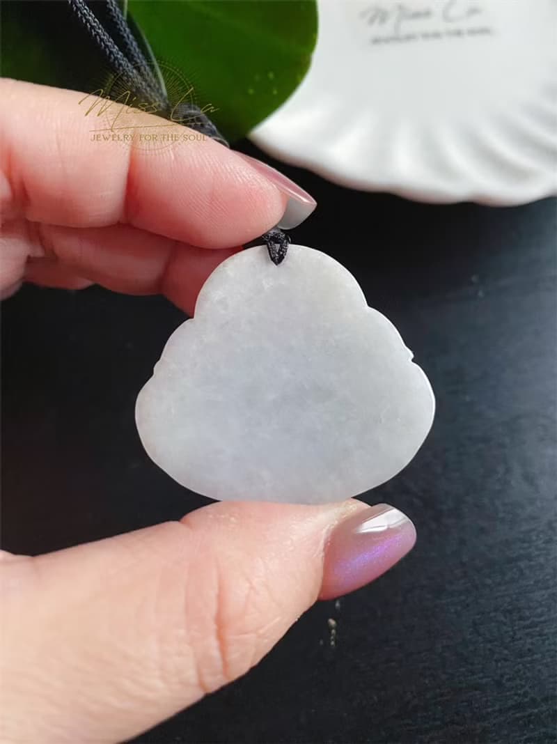 天然緬甸玉 翡翠 細糯種翡翠佛公 彌勒佛 項鍊 禮物 長輩