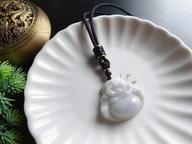 天然緬甸玉 翡翠 細糯種翡翠佛公 彌勒佛 項鍊 禮物 長輩