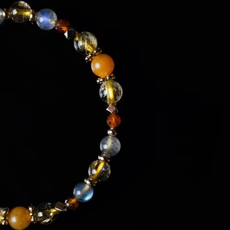 豐盛之流 // 黃玉鈦晶拉長石石榴石 手鍊 //  富足 安穩