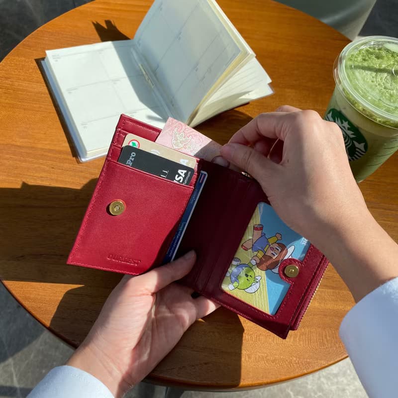 短夾包 真皮皮夾 Minimalist Slim Leather wallet - Red