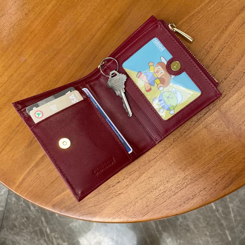 短夾包 真皮皮夾 Minimalist Slim Leather wallet - Red