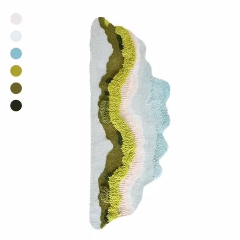 北歐風 手作羊毛地毯 馬爾地夫藍天 客廳臥室 床邊墊 家居裝飾