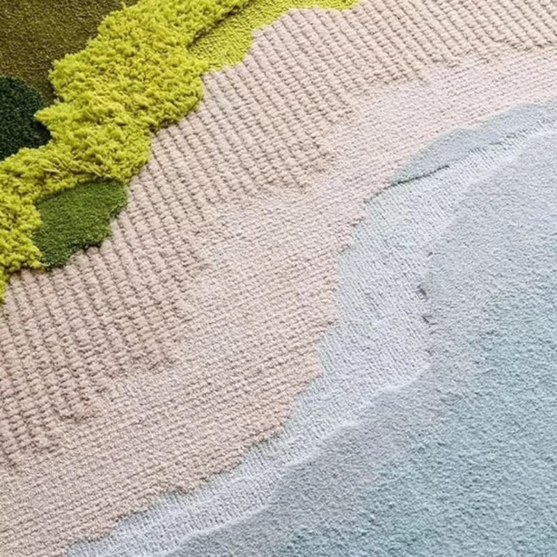 北歐風 手作羊毛地毯 馬爾地夫藍天 客廳臥室 床邊墊 家居裝飾