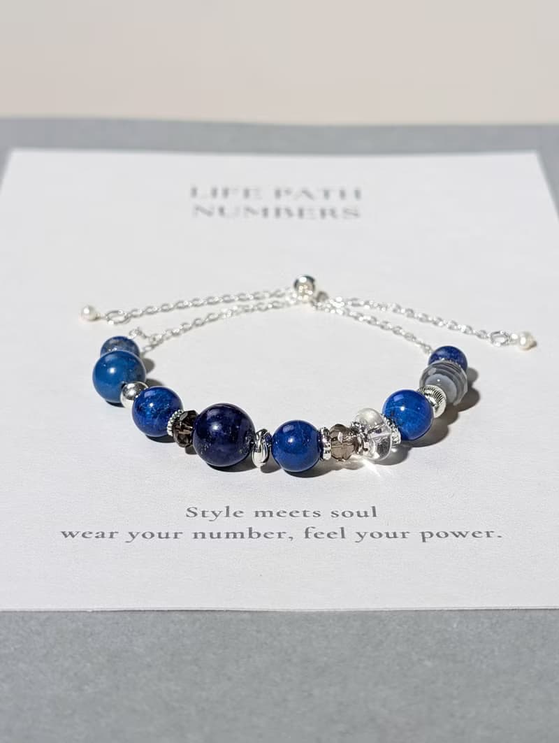 生命靈數6號 開運手鍊 | 青金石×天然石 | 靛藍色能量與愛的象徵
