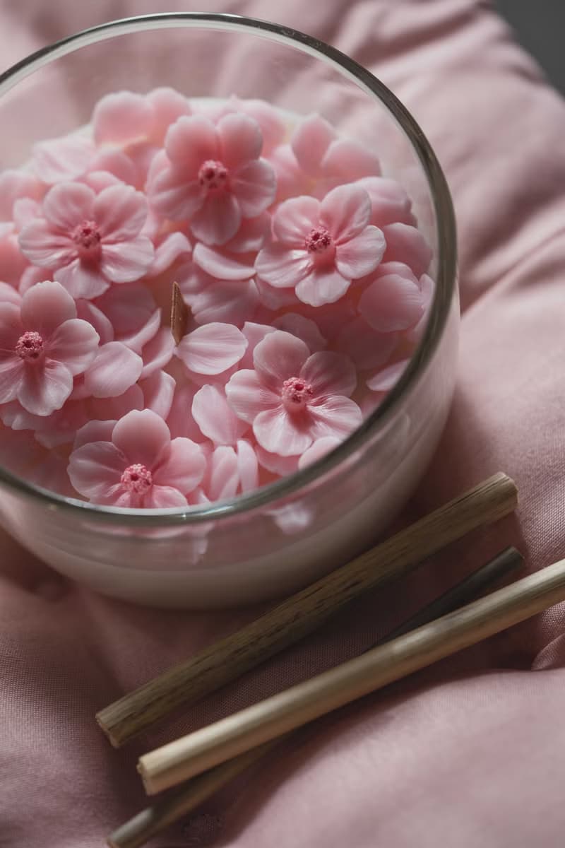 漂浮河津櫻花 • 茶杯蠟燭