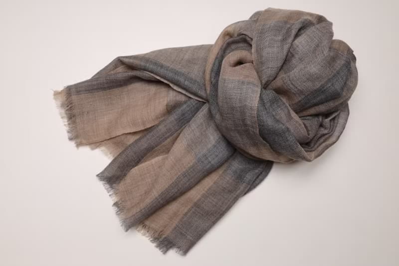 【聖誕禮物】喀什米爾手工古法印染山羊絨大格紋圍巾披肩輕薄