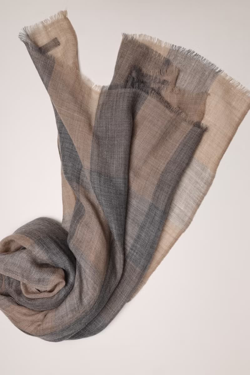 【聖誕禮物】喀什米爾手工古法印染山羊絨大格紋圍巾披肩輕薄