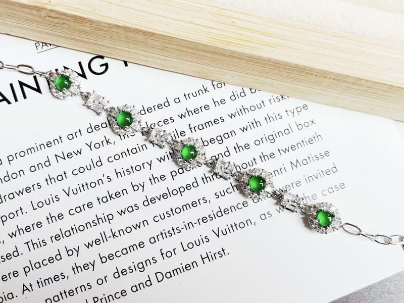 925銀 天然A貨龍石種 翡翠 手鍊