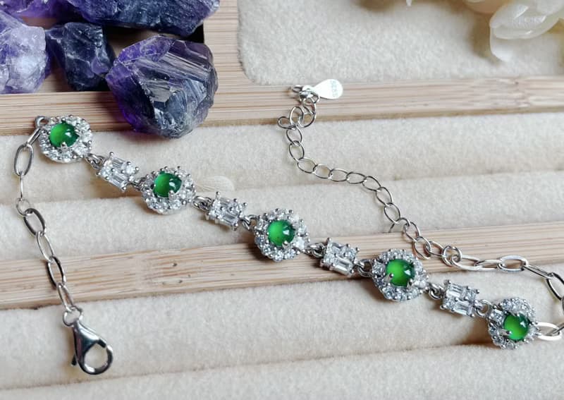 925銀 天然A貨龍石種 翡翠 手鍊