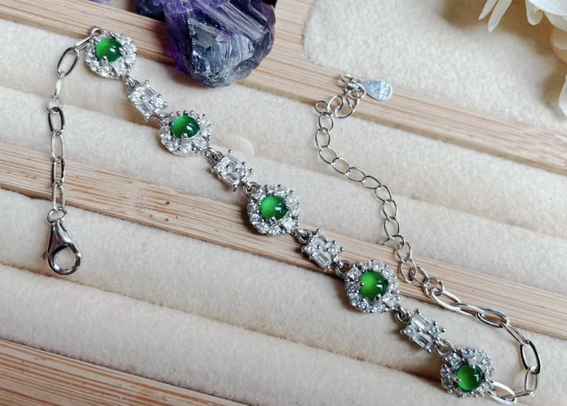 925銀 天然A貨龍石種 翡翠 手鍊