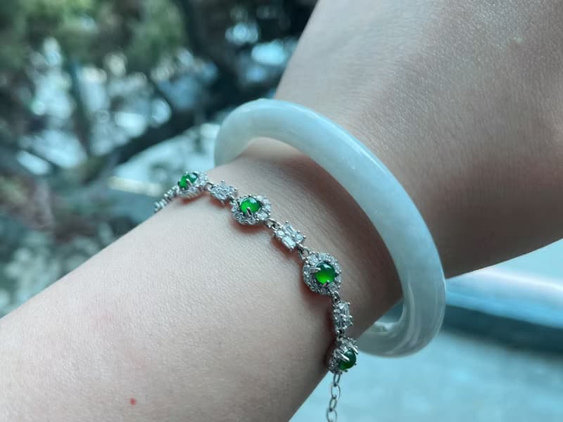 925銀 天然A貨龍石種 翡翠 手鍊