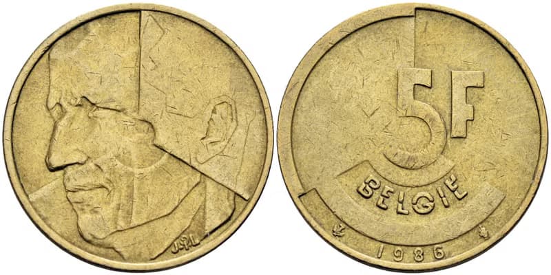 Belgium Coin Ring 5 francs 1986-1993 coin rings for men coin rings for women