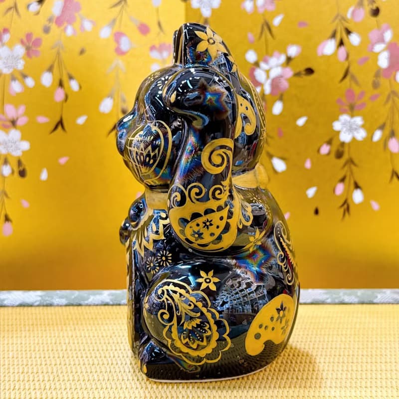 【招福萬金】日本清水燒招財貓 | 星結晶 - 腰果金花 千万両