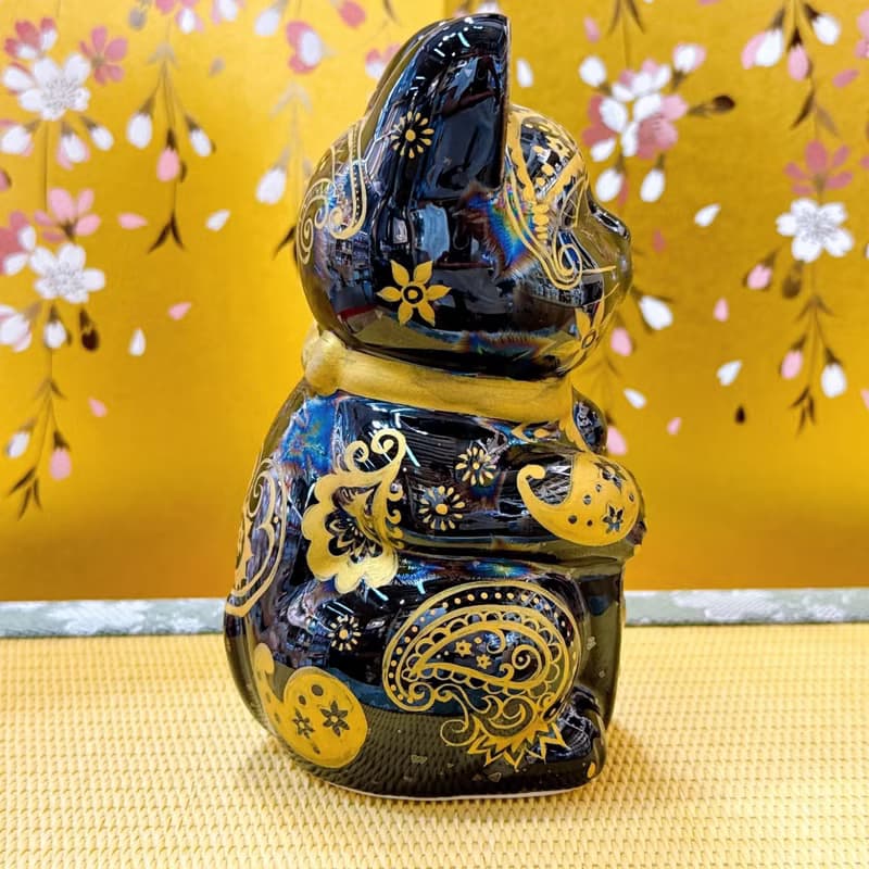 【招福萬金】日本清水燒招財貓 | 星結晶 - 腰果金花 千万両