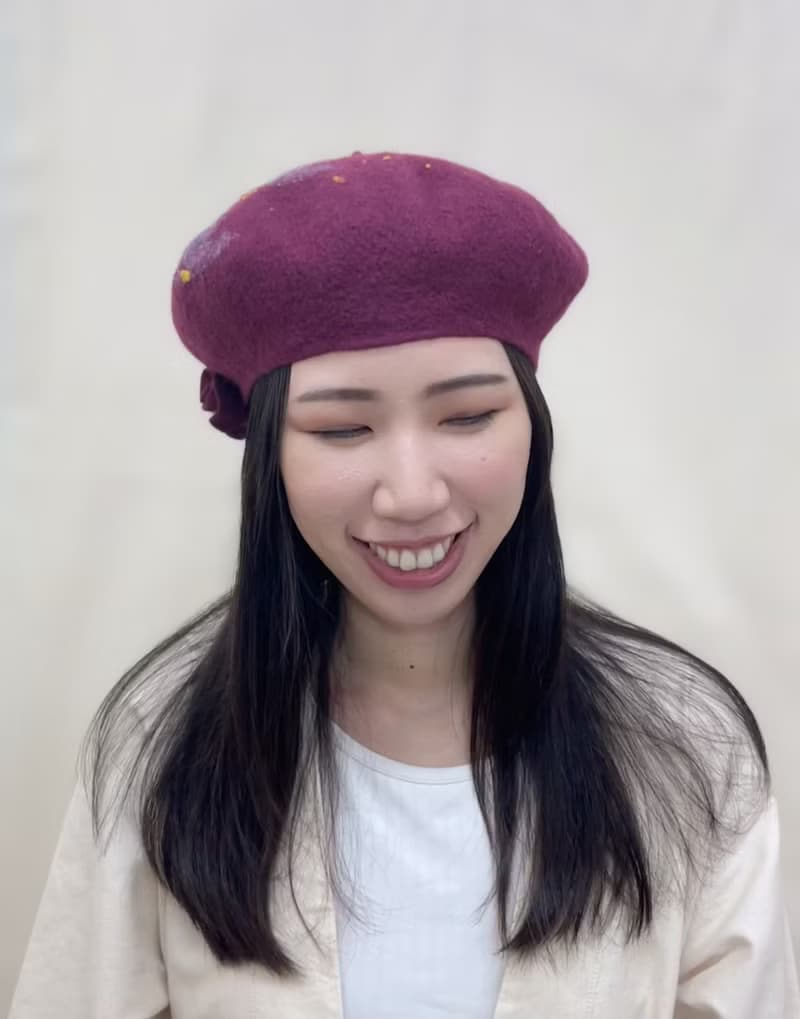 絲光美麗諾羊毛貝蕾帽 -  紫蘭幽韻