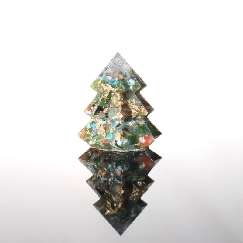【聖誕節禮物】可愛風綠色水晶聖誕樹奧剛能量樹寶石樹小夜燈-