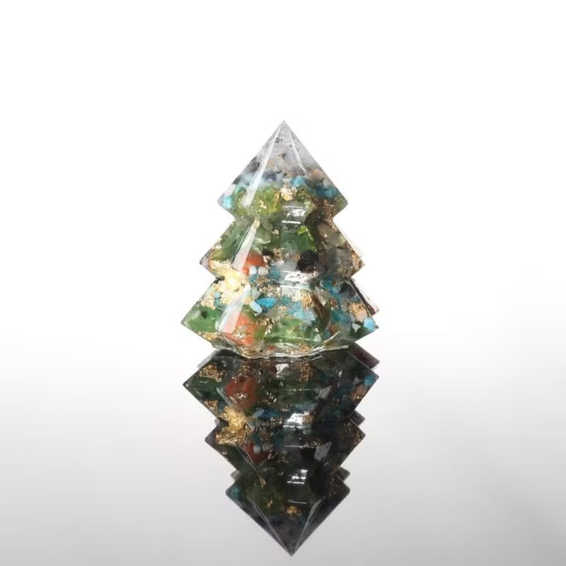 【聖誕節禮物】可愛風綠色水晶聖誕樹奧剛能量樹寶石樹小夜燈-