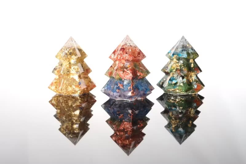 【聖誕節禮物】可愛風綠色水晶聖誕樹奧剛能量樹寶石樹小夜燈-