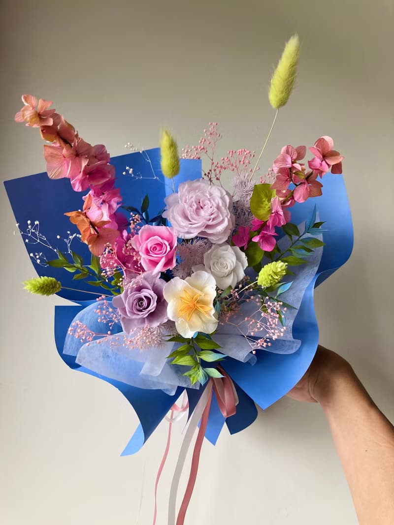 永生多巴胺玫瑰花束。賽鮮花束/求婚攝影配件/七夕情人節/紀念日