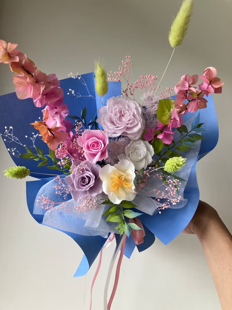 永生多巴胺玫瑰花束。賽鮮花束/求婚攝影配件/七夕情人節/紀念日