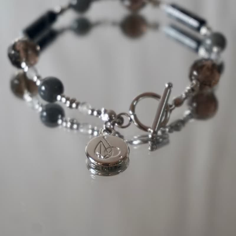 ll 下午茶系 - 黑森林蛋糕 ll 黑拉長石 茶水晶 黑瑪瑙 BR-00019