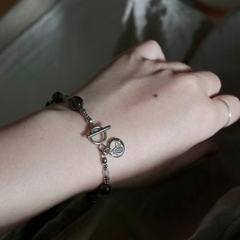 ll 下午茶系 - 黑森林蛋糕 ll 黑拉長石 茶水晶 黑瑪瑙 BR-00019