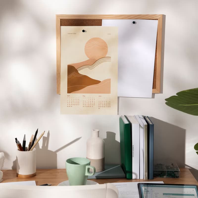 【數位】Boho 2025 Wall Printable Calendar Abstract Terracotta Beige Lines Mountains Sun