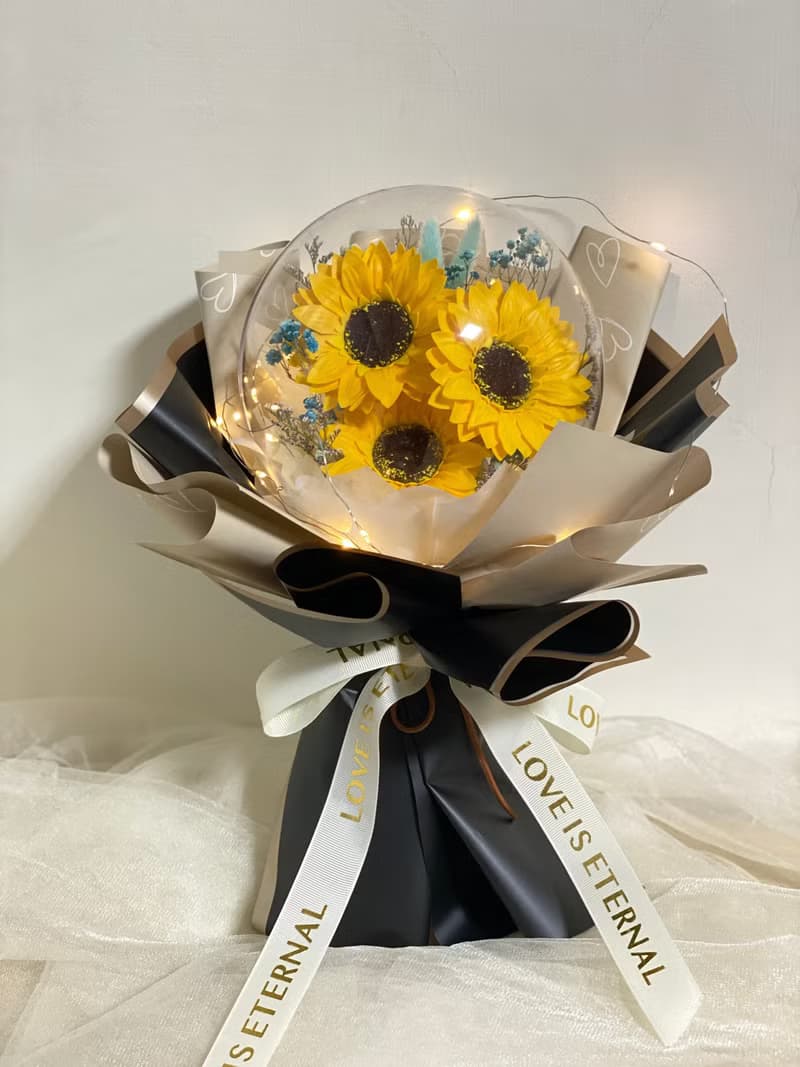 波波球永生花束 熊 永生花束 玫瑰 花束 捧花