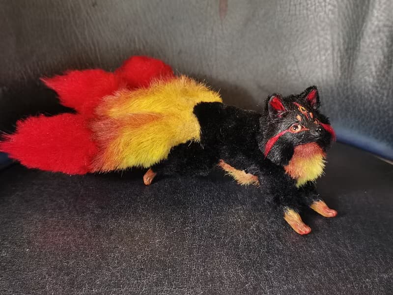 fire Fantasy Kitsune FOX 3 tails BJD art doll poseable