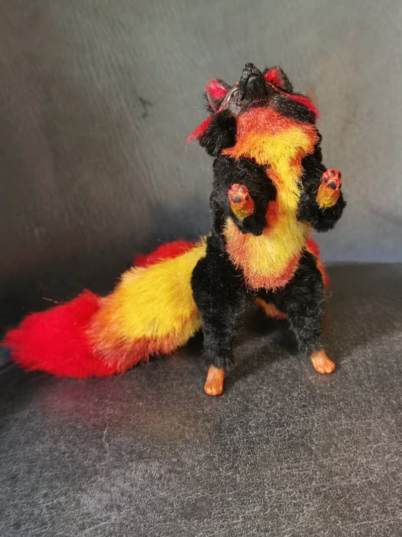 fire Fantasy Kitsune FOX 3 tails BJD art doll poseable