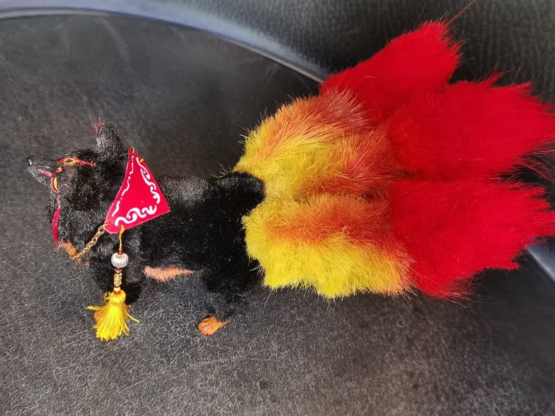 fire Fantasy Kitsune FOX 3 tails BJD art doll poseable