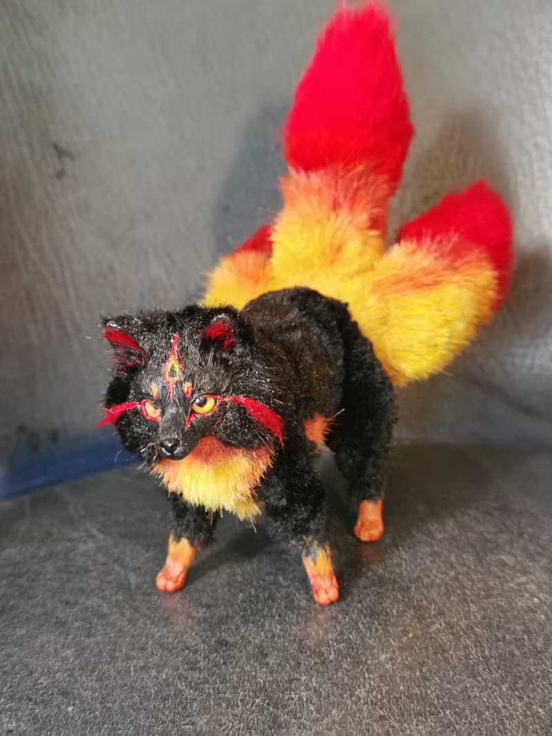 fire Fantasy Kitsune FOX 3 tails BJD art doll poseable