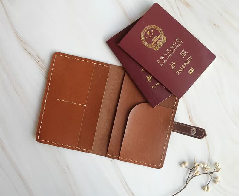 牛皮護照套diy材料包/完成品 放兩本護照 passport 證件套 帶搭扣