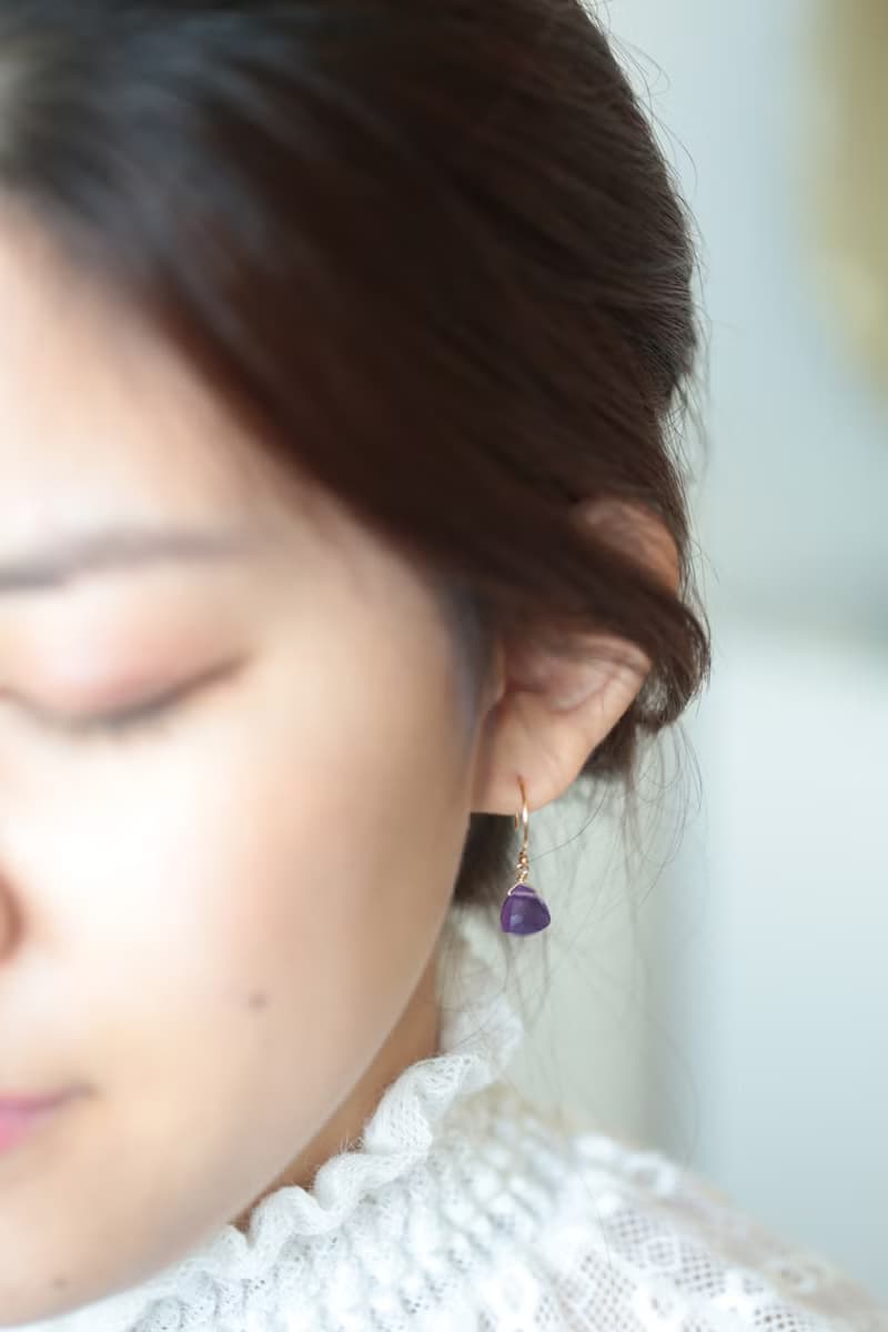 可愛三角小粽子 紫水晶 耳環│14kgf 可改耳夾