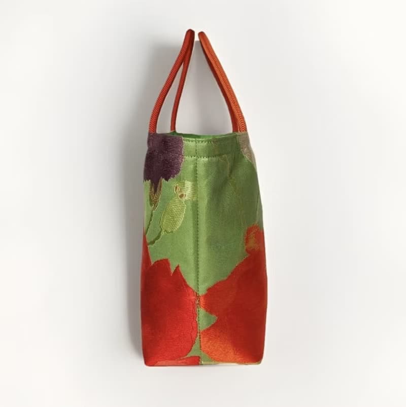 獨一無二真絲和服袋帶托特包, 日本手工刺繡升級改造包, 和風藝術