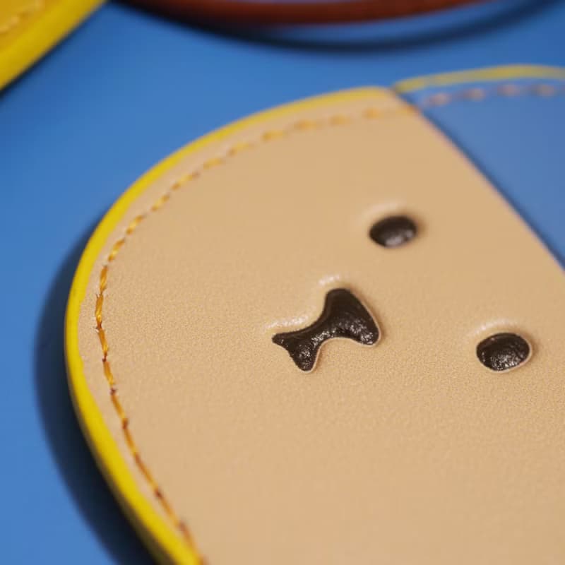 戴珍珠耳環的少女貓皮革行李牌