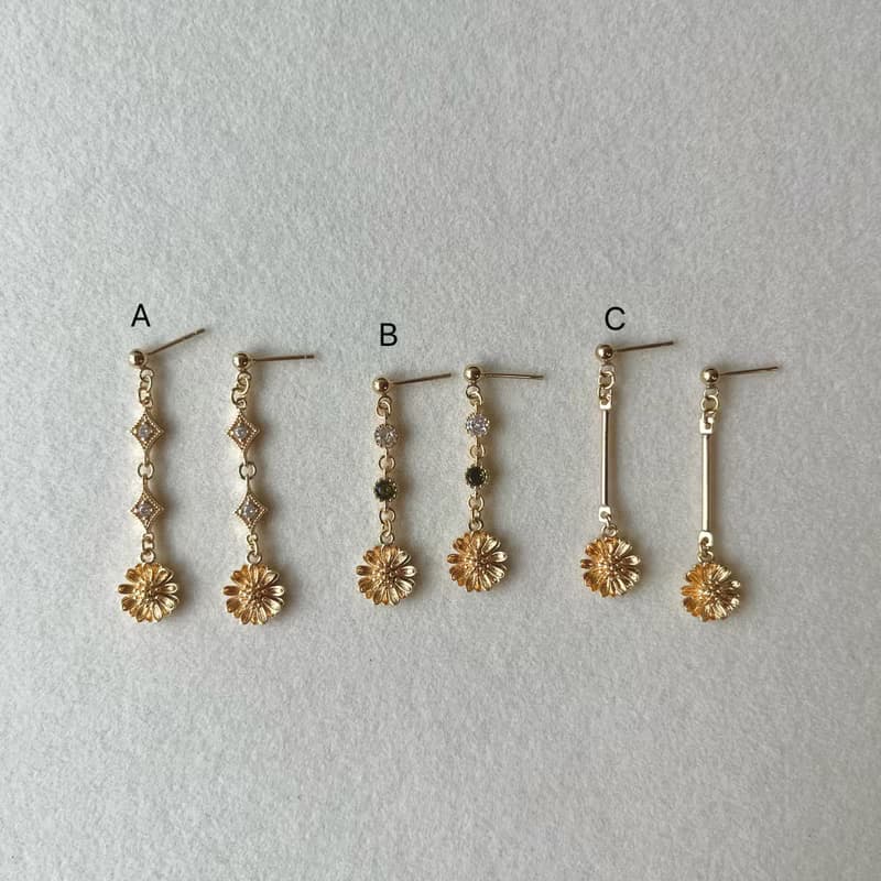 14K包金 氣質小雛菊耳環 耳夾 14KGF