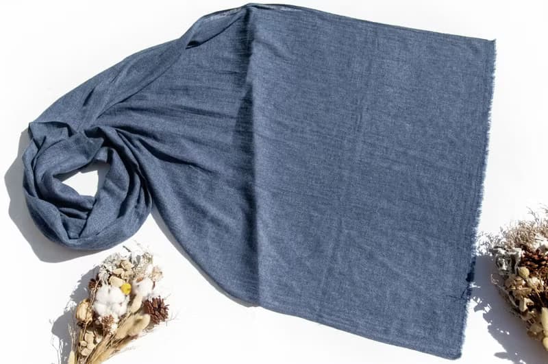 喀什米爾Cashmere/羊絨圍巾/純羊毛圍巾披巾/戒指絨披肩-藍色海洋