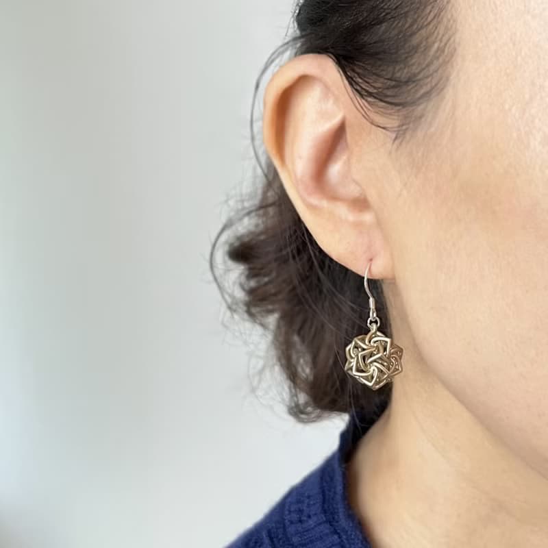 【D35b】幾何耳飾 鏤空圓管 玫瑰 樹脂 金屬色系