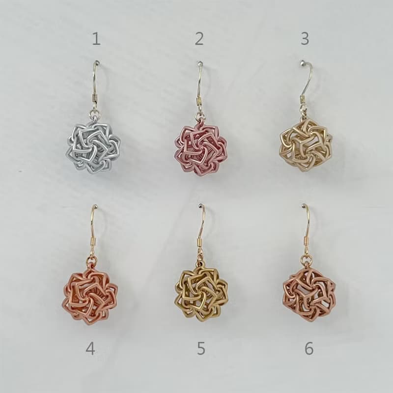 【D35b】幾何耳飾 鏤空圓管 玫瑰 樹脂 金屬色系