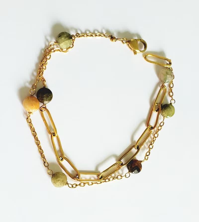 天然彩色碧壐手鍊 (二連一式設計)