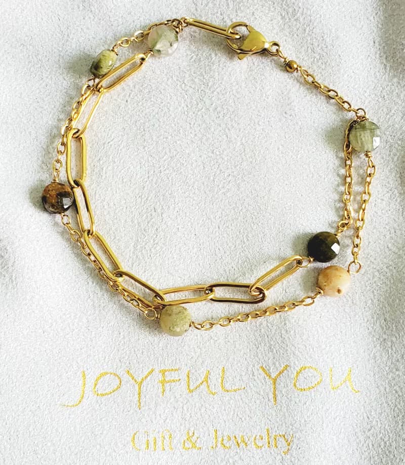 天然彩色碧壐手鍊 (二連一式設計)