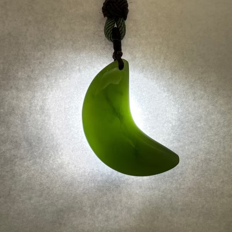 翠月承心 - 福氣玉光系列 - 台灣設計雕刻玉珮