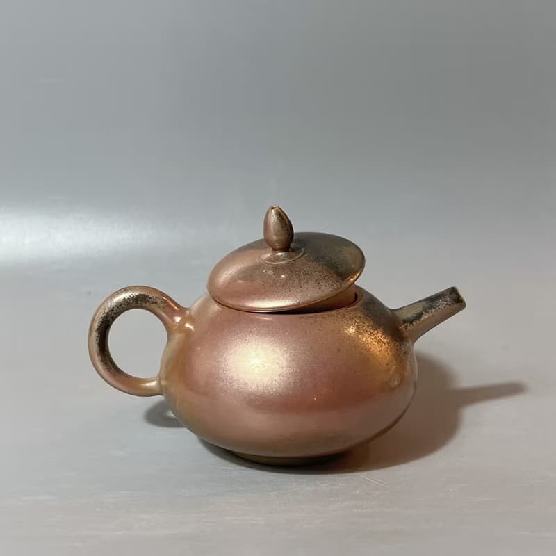 柴燒古銅金彩茶壺 / 蓋鈕藍光 / 小平凡手作