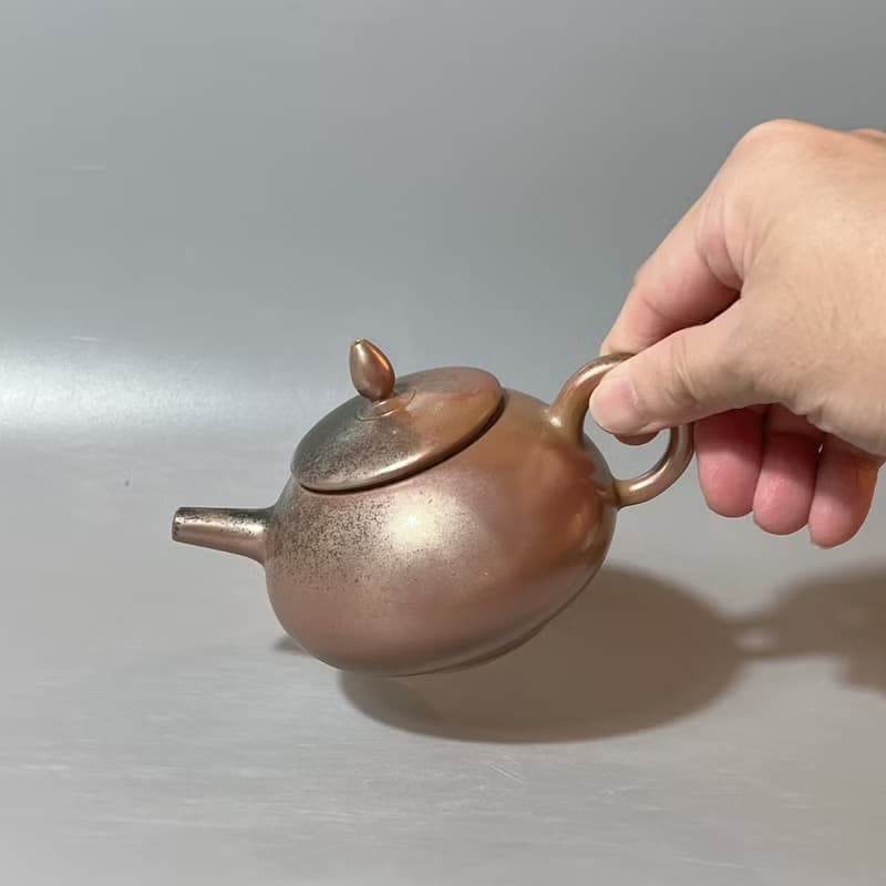 柴燒古銅金彩茶壺 / 蓋鈕藍光 / 小平凡手作
