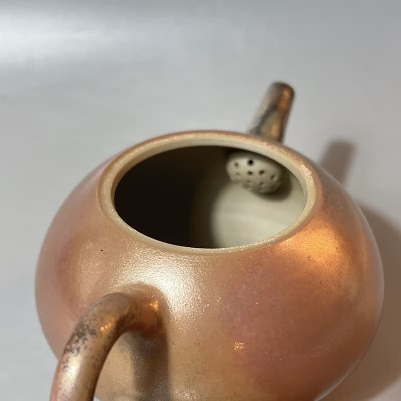 柴燒古銅金彩茶壺 / 蓋鈕藍光 / 小平凡手作